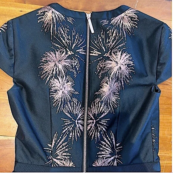 Ted Baker black/rose gold with Tag Tzalla Metallic Jacquard Cocktail Dress - Picture 13 of 16